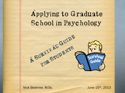Applying to Graduate School in Psychology
