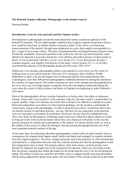 1 The Heinrich T&oslash;nnies collection: Photography as the market wants