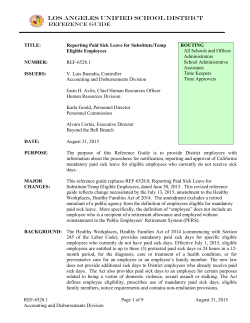 Reporting Paid Sick Leave for Substitute/Temp Eligible Employees