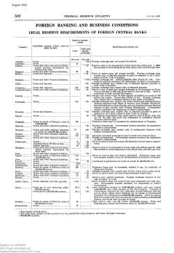 Legal Reserve Requirements of Foreign Central Banks