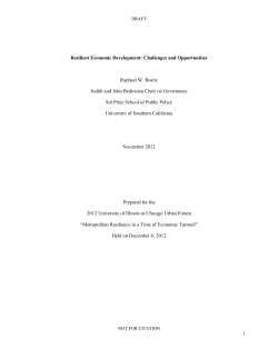 Resilient Economic Development: Challenges and Opportunities
