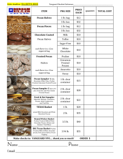 ITEM PKG SIZE PRICE EACH TOTAL COST Pecan Halves 1 lb. bag