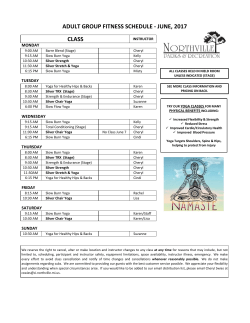 Group Fitness Schedule - Northville Parks and Recreation