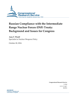 (INF) Treaty: Background and Issues for Congress