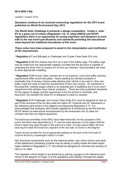 2013 WSC FAQ Questions continue to be received concerning