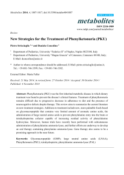 New Strategies for the Treatment of Phenylketonuria (PKU)