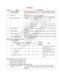 Mathematics S.No Topic Description 1 Natural Numbers The