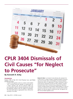 CPLR 3404 Dismissals of Civil Causes &ldquo;for Neglect to