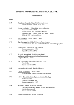 Professor Robert McNeill Alexander, CBE, FRS. Publications
