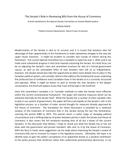 The Senate`s Role in Reviewing Bills from the House of Commons