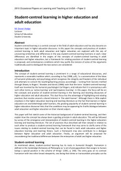 Student-centred learning in higher education and adult education