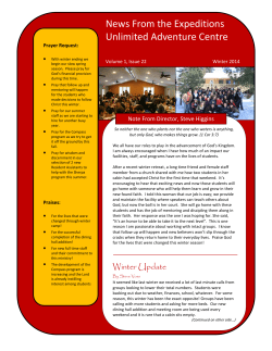 News From the Expeditions Unlimited Adventure Centre