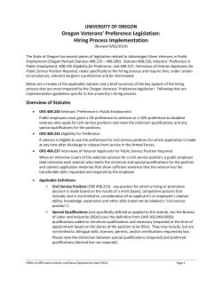 Oregon Veterans` Preference Hiring Process Guidance.