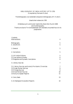1 BIBLIOGRAPHY OF INDIA HISTORY UP TO 1750 (Compiled by