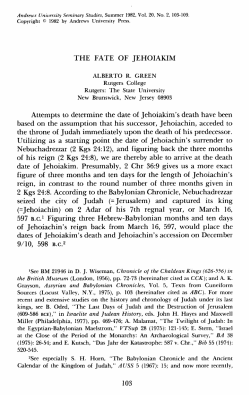 The Fate of Jehoiakim - Digital Commons @ Andrews University