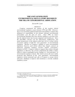 Environmental Regulatory Reform in the Era of Congressional