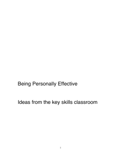 Being Personally Effective Ideas from the key skills classroom