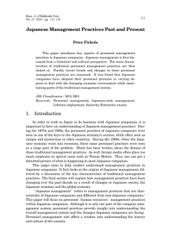 Japanese Management Practices Past and Present 1. Introduction