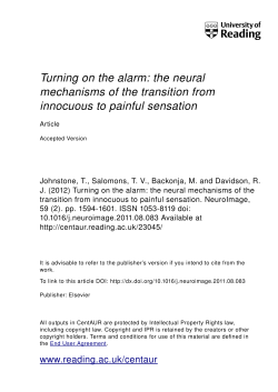 Neural Mechanisms of the Subjective Experience of Pain.