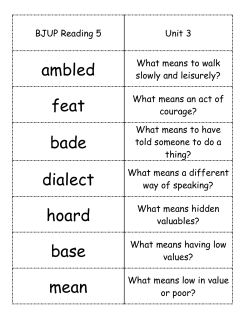 ambled feat bade dialect hoard base mean