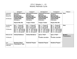 CCV 2 Weeks 1 - 15 Weekly Methods Cycle
