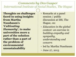Comments by Des Gasper International Institute of Social