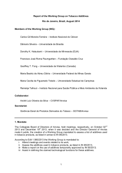 1 Report of the Working Group on Tobacco Additives Rio de
