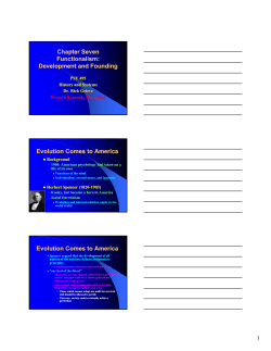 Chapter Seven Functionalism: Development and Founding