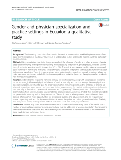 Gender and physician specialization and practice settings in Ecuador