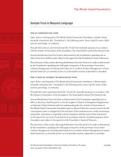 The Rhode Island Foundation Sample Trust or Bequest Language
