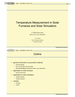 Temperature Measurement in Solar Furnaces and Solar Simulators