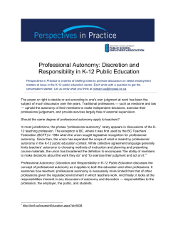 Professional Autonomy: Discretion and Responsibility in K