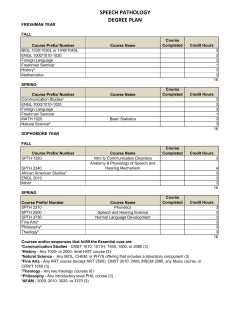 SPEECH PATHOLOGY DEGREE PLAN