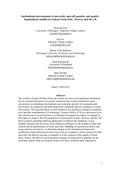 Institutional determinants of university spin-off quantity