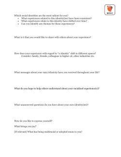 Which social identities are the most salient for you? What