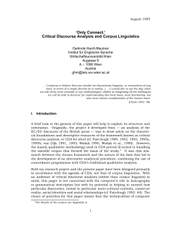 `Only Connect.` Critical Discourse Analysis and Corpus