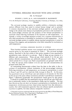 UNIVERSAL SEROLOGIC REACTION WITH LIPID ANTIGEN The