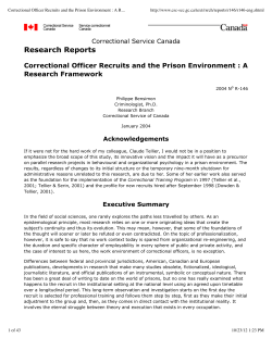 Correctional Officer Recruits and the Prison Environment : A