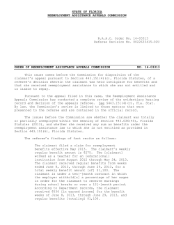 STATE OF FLORIDA REEMPLOYMENT
