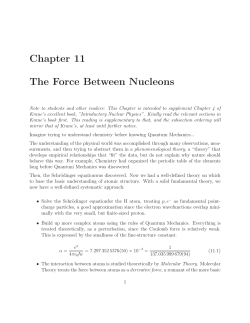 Chapter 11 The Force Between Nucleons