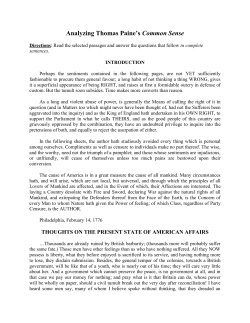 Analyzing Thomas Paine`s Common Sense