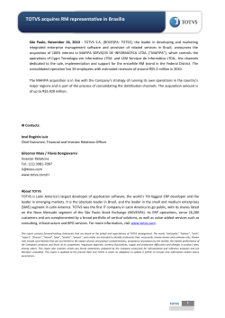 TOTVS acquires RM representative in Bras&iacute;lia