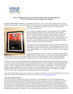GRAN CARIBE RESORT CANCUN RECOGNIZED WITH THE