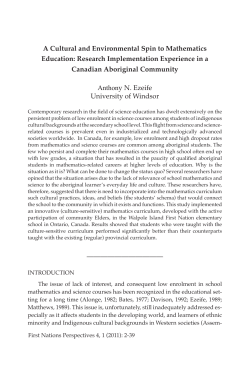 A Cultural and Environmental Spin to Mathematics Education