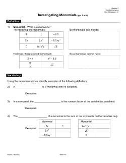 Investigating Monomials (pp. 1 of 4)