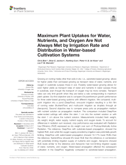 Maximum Plant Uptakes for Water, Nutrients, and Oxygen Are Not