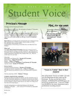 Principal`s Message PB4L for the week