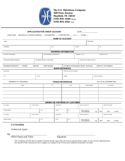 Credit Application - The PA Hutchison Company