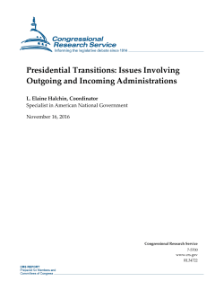 Presidential Transitions: Issues Involving Outgoing and Incoming