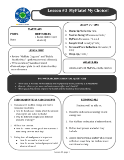 Lesson #3 MyPlate! My Choice!
